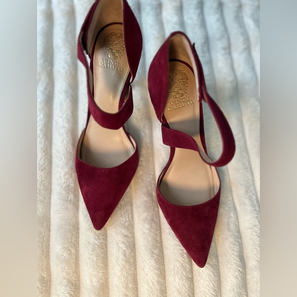 Vince Camuto Deep Red Suede Heels